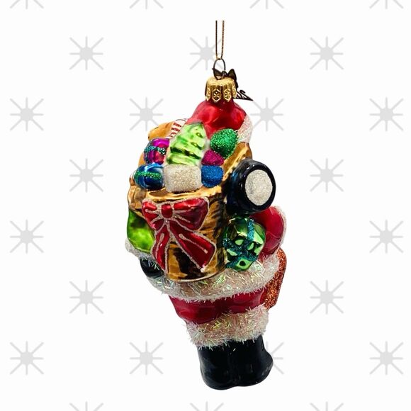 Fitz And Floyd 2008 Santa Glittered Christmas Ornament 6in 4in Hanger - Picture 6 of 7